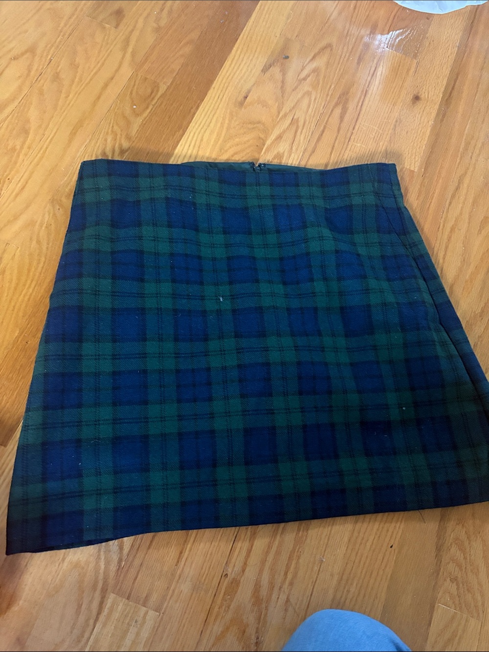 LOFT Blackwatch Blue and Green Plaid Mini Skirt Size 14 NWT